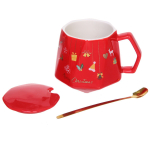 Кружка керамическая 350мл «С рождеством» с крышкой и ложкой