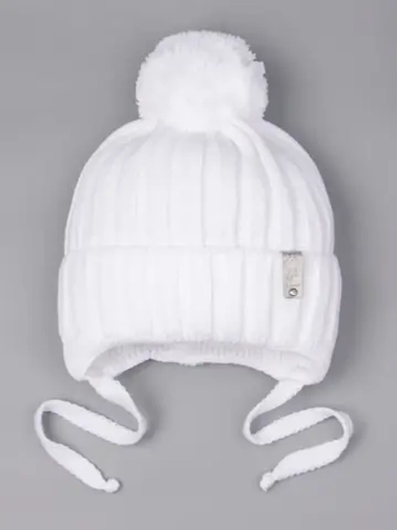 Шапка для девочки осенняя вязаная на завязках