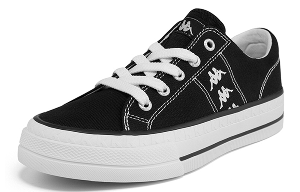 Kappa Slip Resistant Abrasion Resistant Low top Canvas Shoes Unisex Black White