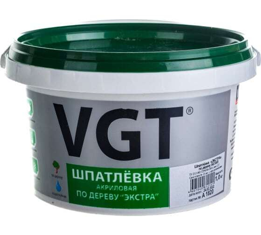 ШПАТЛЕВКА VGT ПО ДЕРЕВУ ЭКСТРА БЕЛАЯ 1КГ