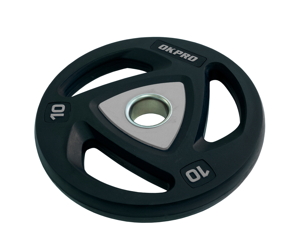 Диск олимпийский полиуретановый 10 кг OKPRO серый лого