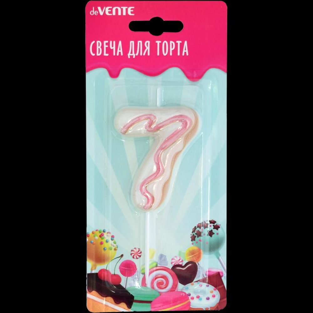 Свеча-цифра "7" Donut  6 см, с 3D декором
