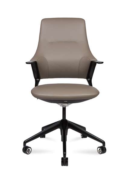 Кресло офисное Норден / Хан LB / Han LB / серая кожа / черная алюминиевая база