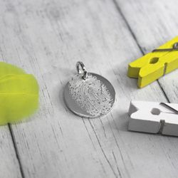 Серебряный кулон подвеска с гравировкой отпечатка пальца на заказ