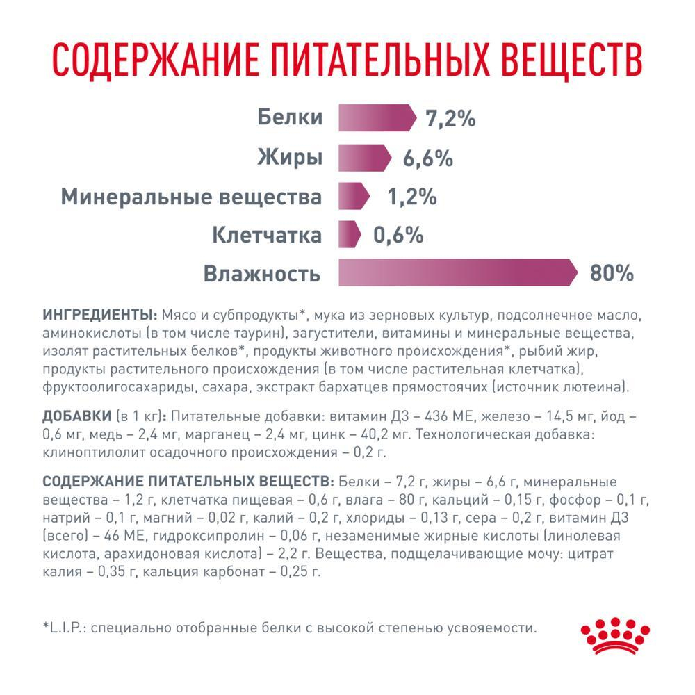 Корм для кошек с проблемами почек, кусочки в соусе с Говядиной Royal Canin RENAL