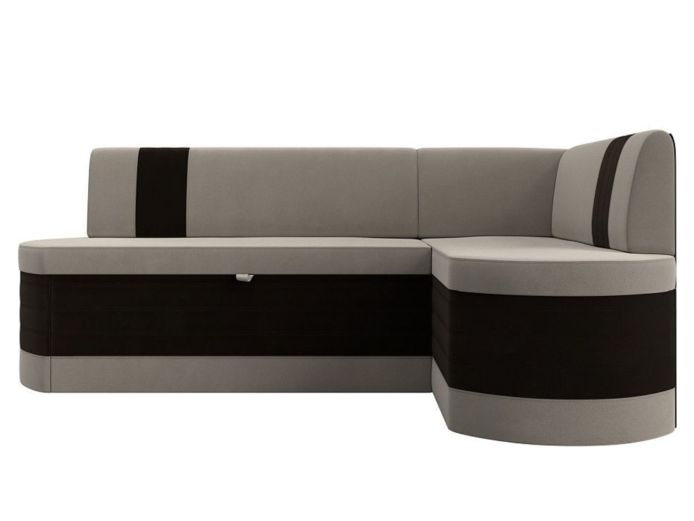 Диван кухонный угловой Токио правый угол, Бежевый\Коричневый, Микровельвет, 28653