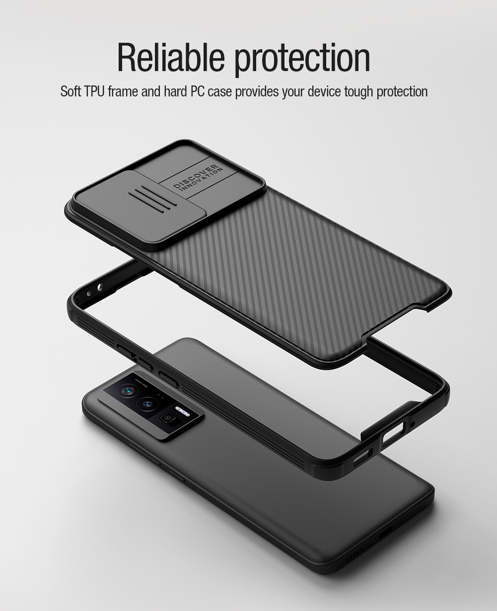 Чехол от Nillkin с защитной шторкой для Xiaomi Poco F5 Pro и Redmi K60, K60 Pro, серия CamShield Pro Magnetic Case, c поддержкой магнитной беспроводной зарядки