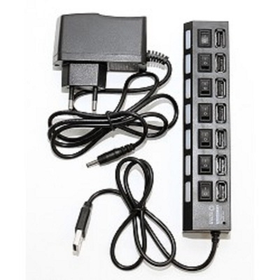 USB-хаб (концентратор) 5bites HB27-203PBK Концентратор 7*USB2.0 / БП 5В-2А / 1M / BLACK