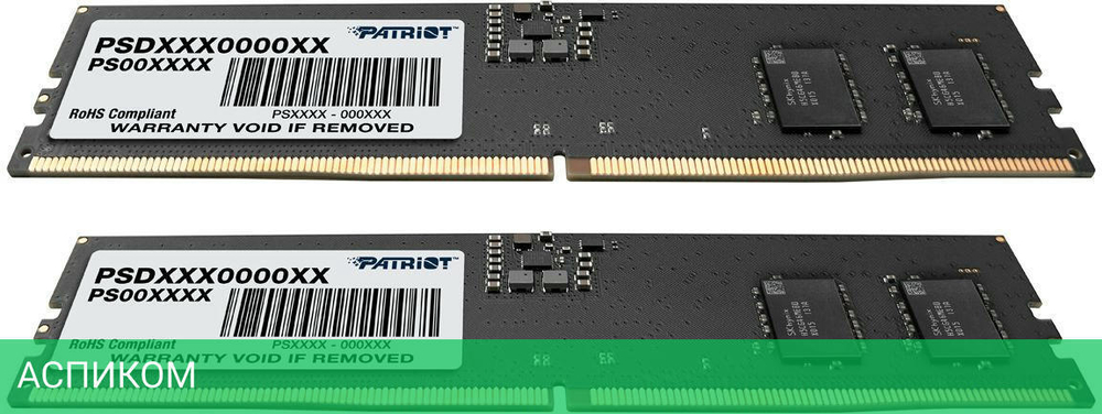 Оперативная память Patriot DDR5 2x16Gb 4800MHz Signature RTL PC5-38400 CL40 DIMM ECC 288-pin 1.1В (PSD532G4800K)