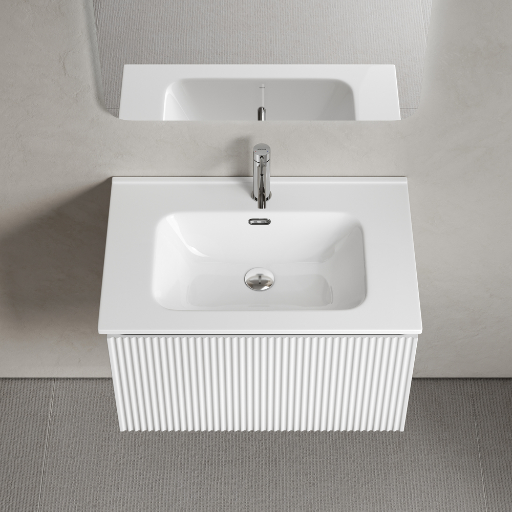 Тумба подвесная SANCOS Snob R 1.0 690х445х406, c одним ящиком оснащенным доводчиками Bianco, арт. SNR1.070W