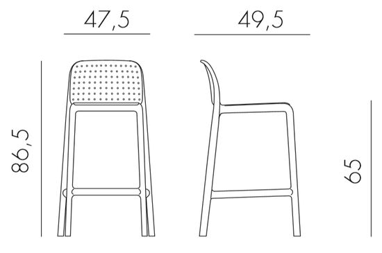 Стул пластиковый полубарный Lido Mini агава Италия