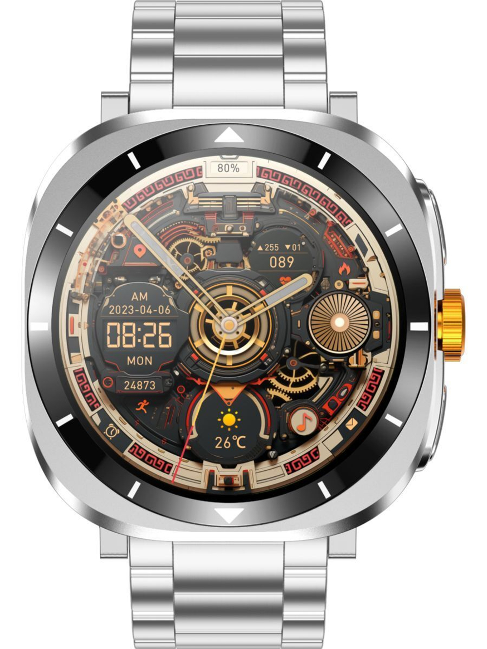 Смарт часы PARASMART CUBE F7 Ultra (металлический блочный браслет, серебристый)