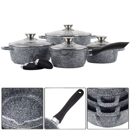 Набор посуды 9 предметов Ofenbach NB 100505 ковш 16 см; кастрюли 16 см; 20 см; 24 см; прихватки 2 шт.