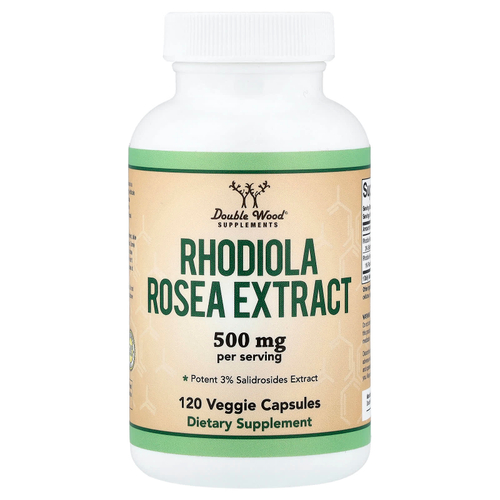 Double Wood Supplements, экстракт родиолы розовой (Rhodiola rosea), 500 мг, 120 растительных капсул