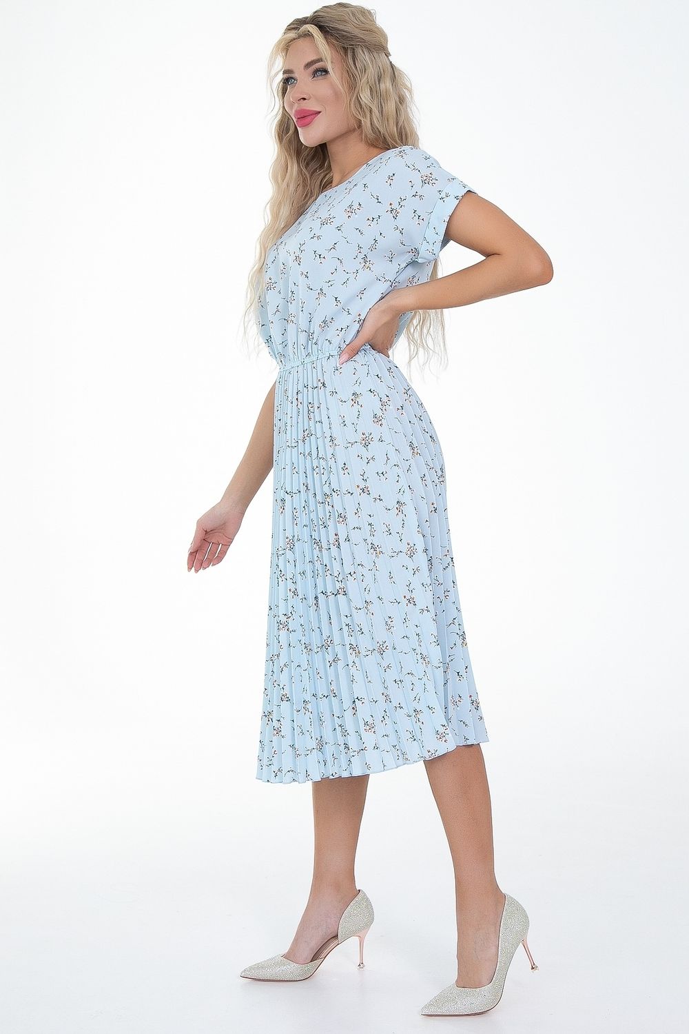 Платье Летнее  (гофре,небесный) Diolche