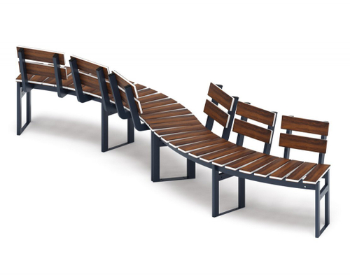 Скамья Модульная радиальная (темный дуб) МФ 42.01.23 (под анкера)