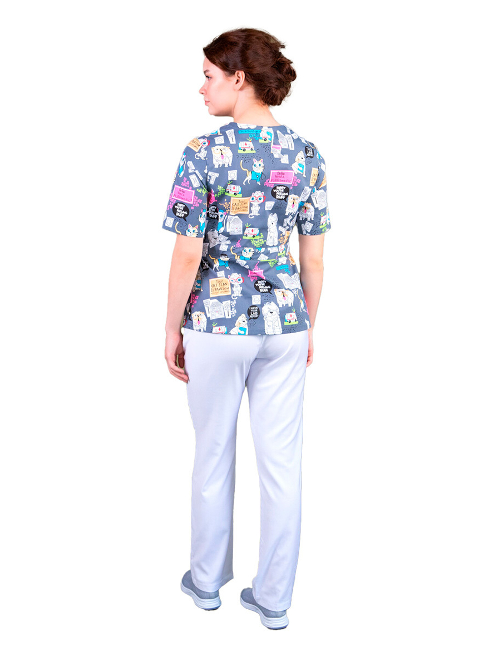 Брюки медицинские женские Тезис TZ317, на резинке со шнурком, белый, 40