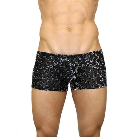 Мужские трусы боксеры черные с принтом под велюр Romeo Rossi Black Boxer RR00222