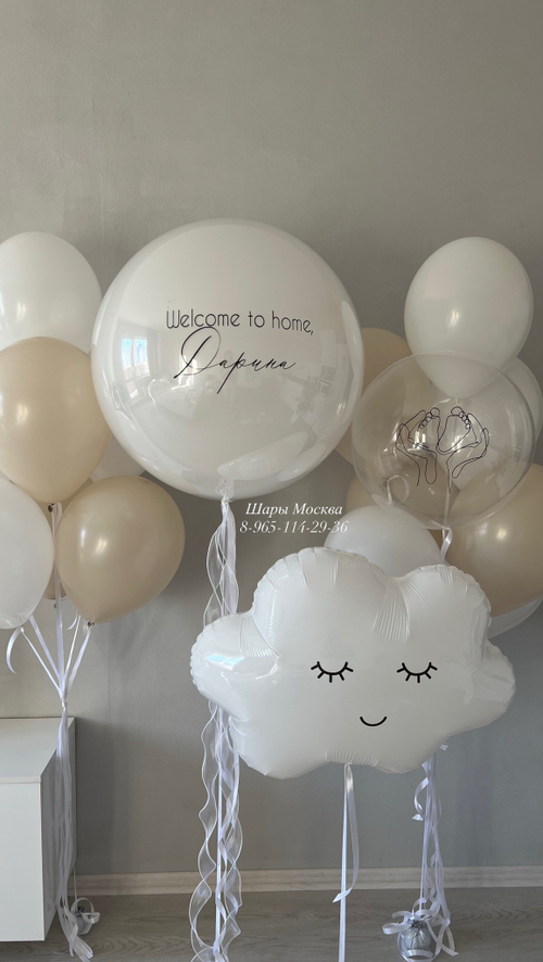 Нежный набор воздушных шаров на выписку