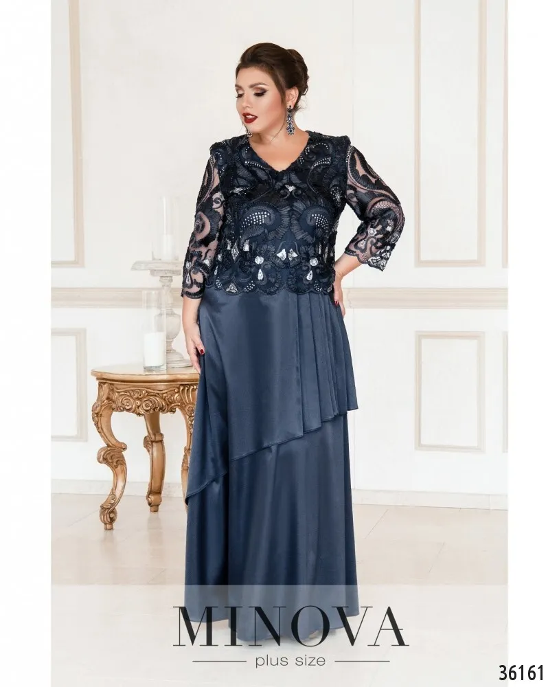 Платье 390-1-синий Minova