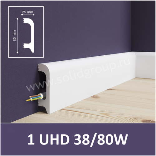 Плинтус Unica UHD 38/80W, белый, L 2.4м
