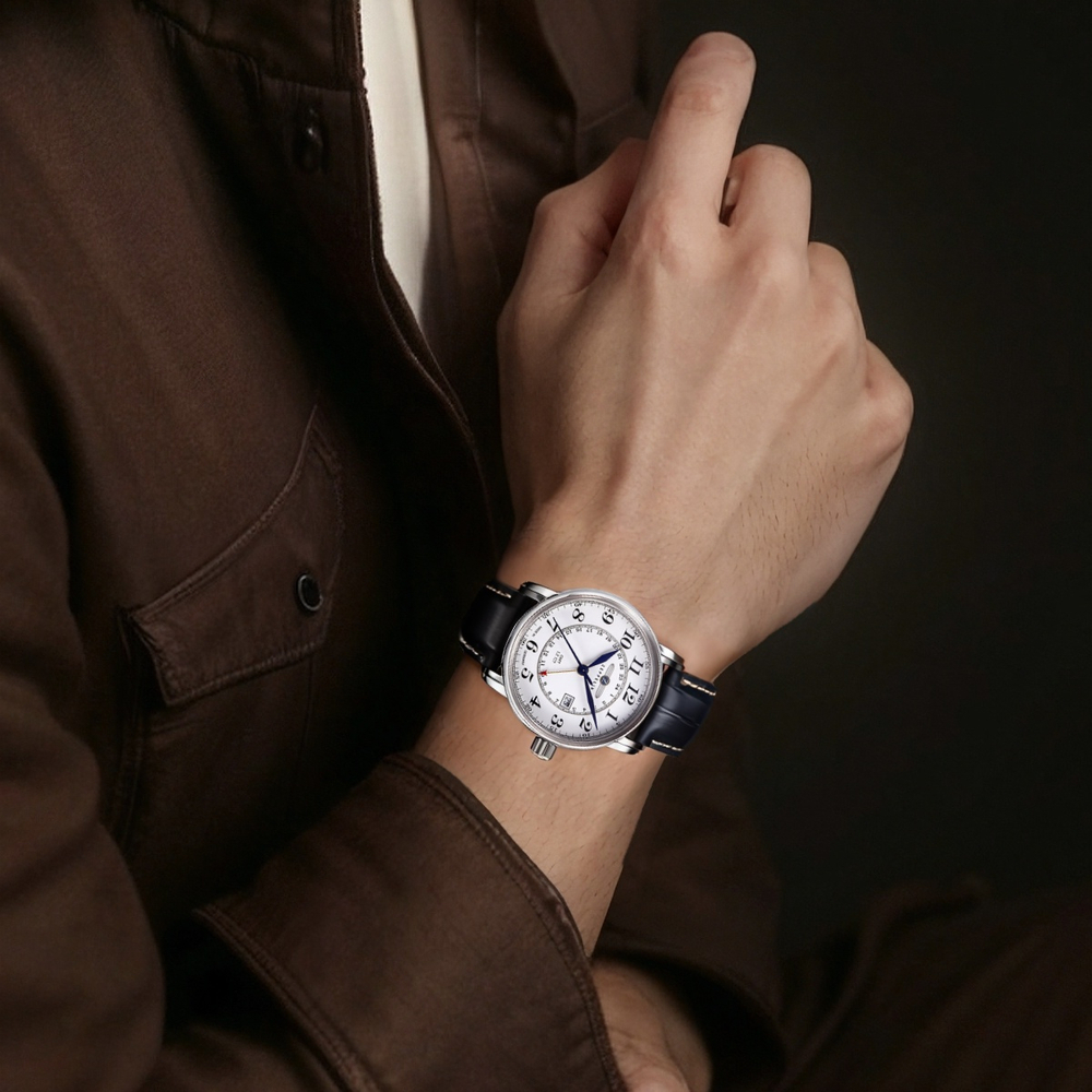 ZEPPELIN Piaget Collection Quartz Movement Men"s Watches Watch White Dial Stainless Steel Case