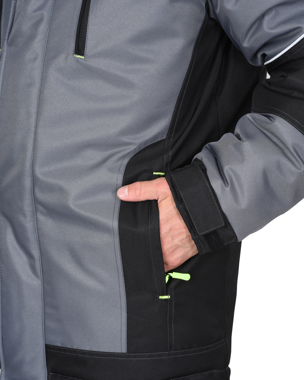 Куртка СИРИУС-АРКТИКА зимняя, средне-серая с черным