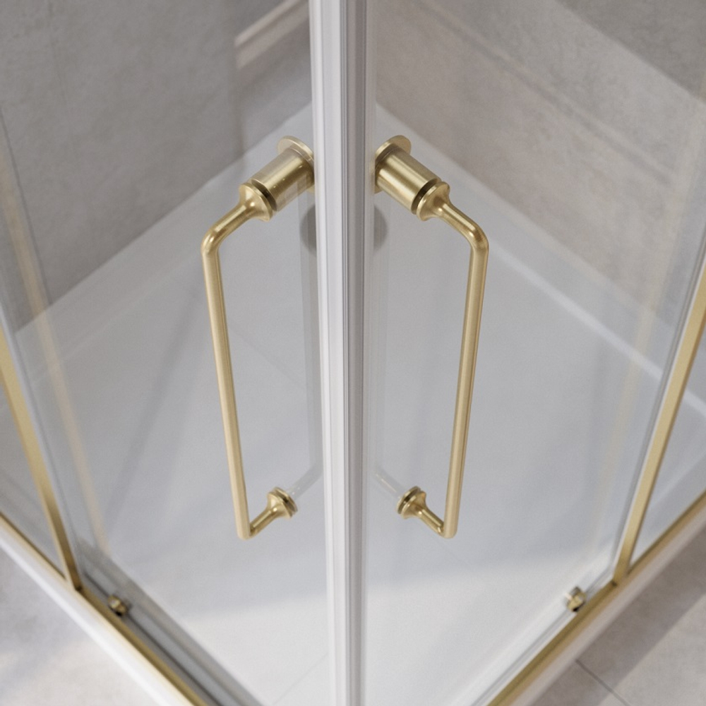 Душевой уголок Cezares RELAX-304-A-2-90-C-BORO, 90х90х200, профиль брашированное золото, прозрачное стекло