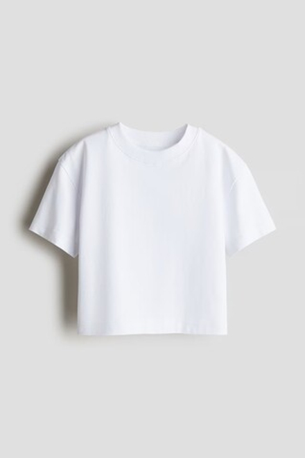 H&M Укороченная однотонная футболка, белый