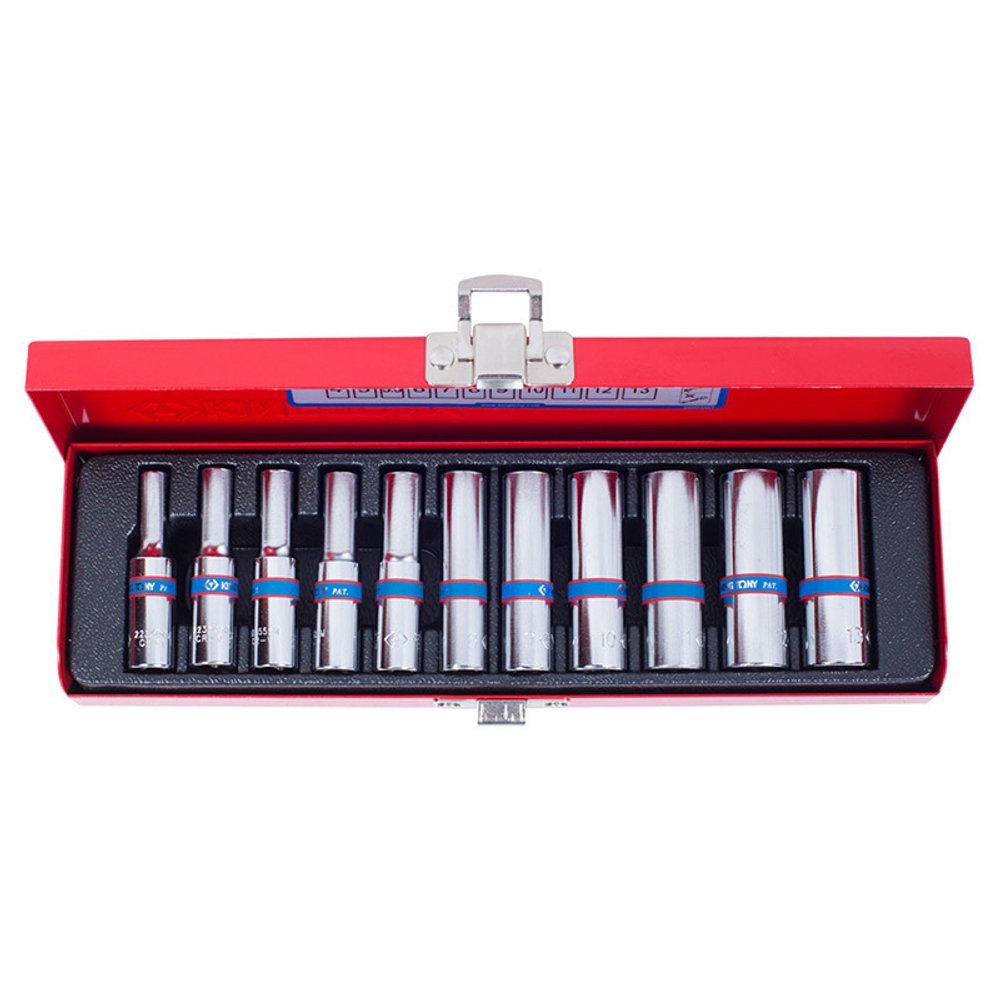 Набор глубоких торцевых головок 1/4&quot;, шестигранные, 4-13 мм, 11 предметов KING TONY 2511MR