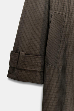 ZARA ТРЕНЧ ОВЕРСАЙЗ В КЛЕТКУ — ZW COLLECTION, ШОКОЛАДНЫЙ