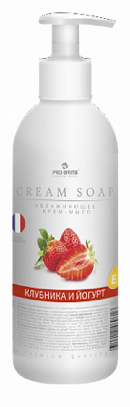 PRO-BRITE CREAM SOAP крем-мыло увлажняющее клубника и йогурт, 0,5 л
