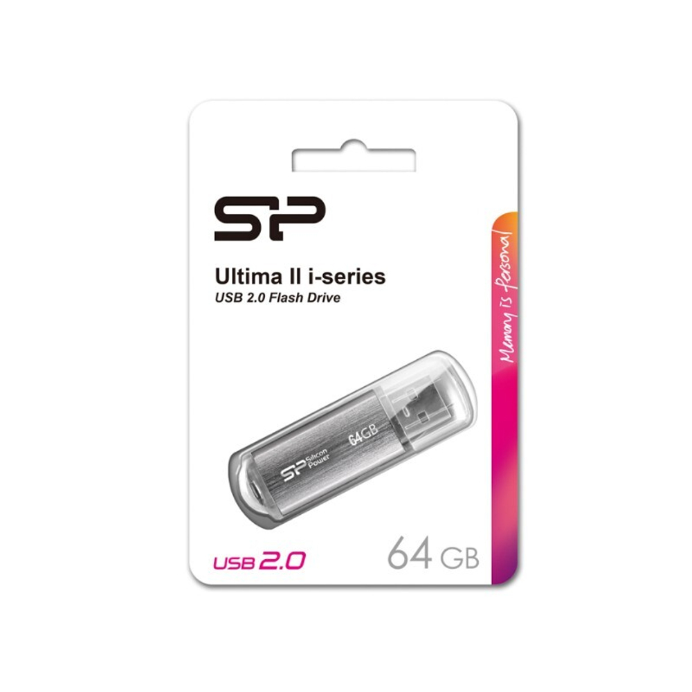 Флеш накопитель 64Gb Silicon Power Ultima II, USB 2.0, Серебристый