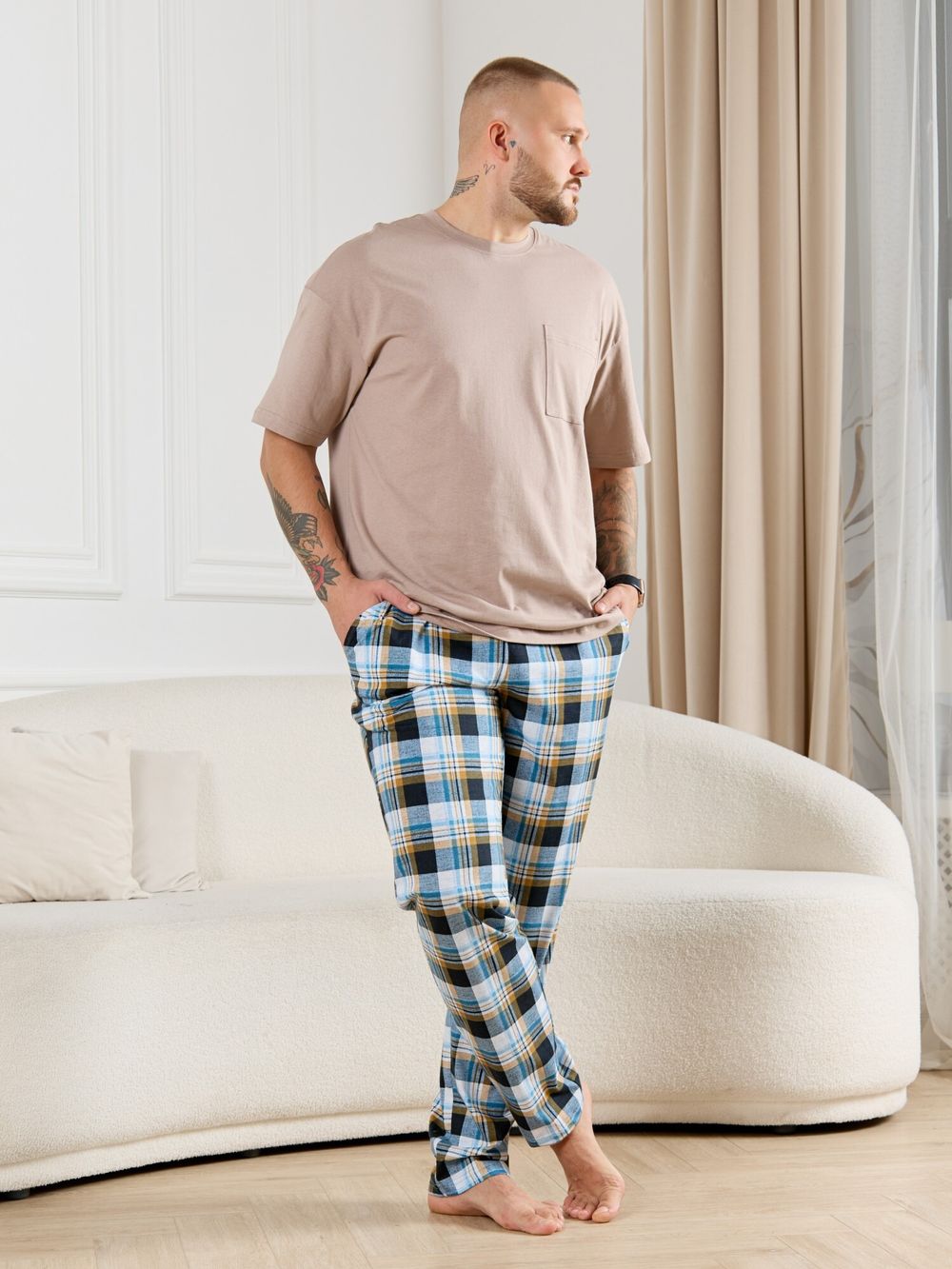 Брюки мужские Тор-1 Виотекс КЛЕТКА БИРЮЗА