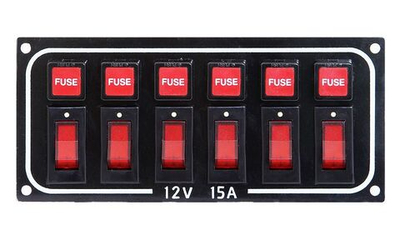 Панель выключателей для судна , 6 клавиш, 6 предохранителей, черная (10235918)