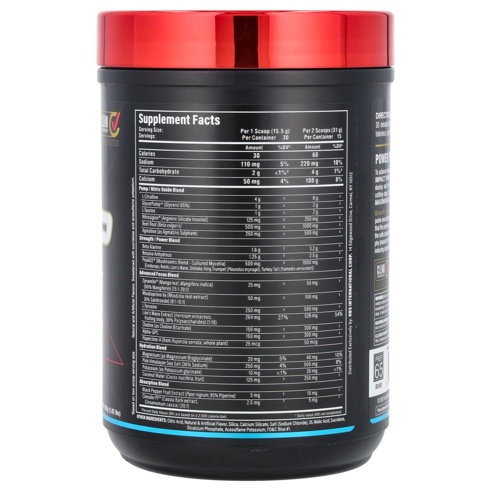 ALLMAX, Impact ™ Pump Xtreme, голубая малина, 465 г (1,02 фунта)