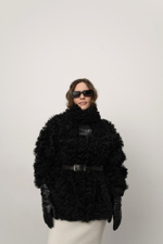 Чёрная двусторонняя шуба-дублёнка