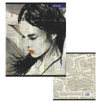 Тетрадь 48л., А5, клетка, Alingar "Girls from newspapers", скрепка, мелованный картон (стандарт), блок офсет, 4 дизайна в пленке т/у