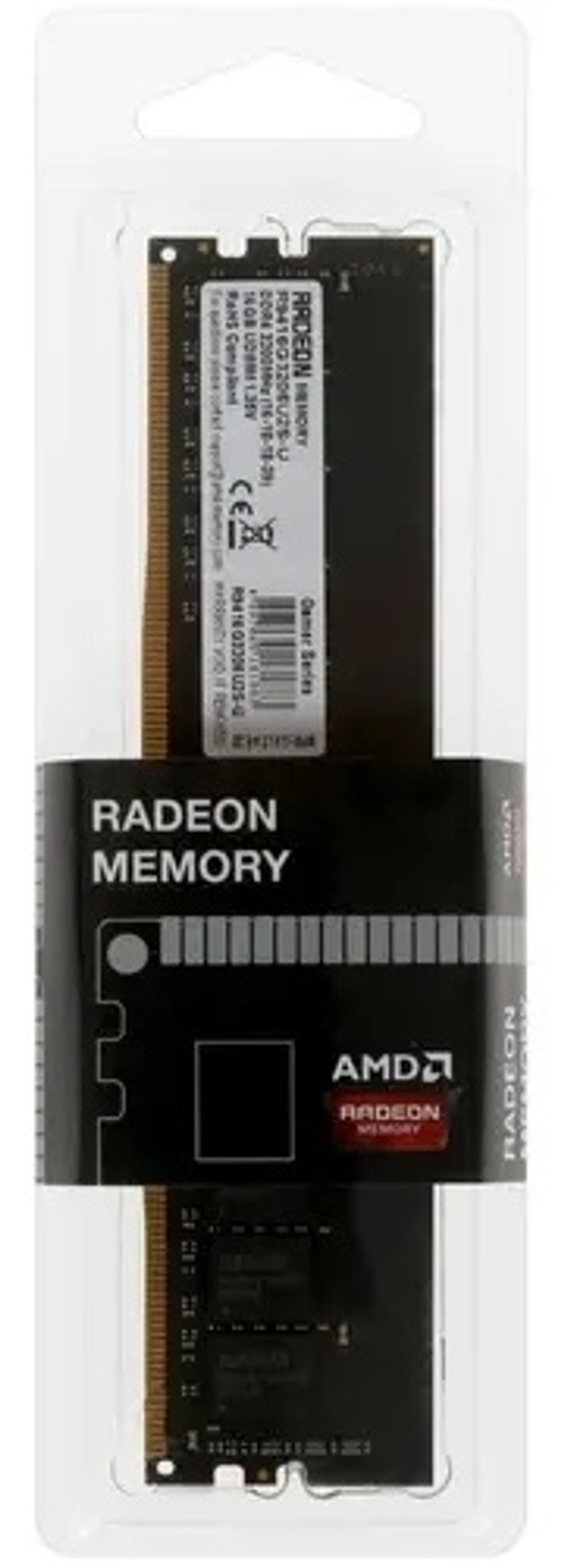 МОДУЛЬ ПАМЯТИ 16GB DDR4 3200MHZ PC4-25600MHZ AMD RADEON R9 GAMERS SERIES BLACK CL16 1.35V NON-ECC RTL R9416G3206U2S-U