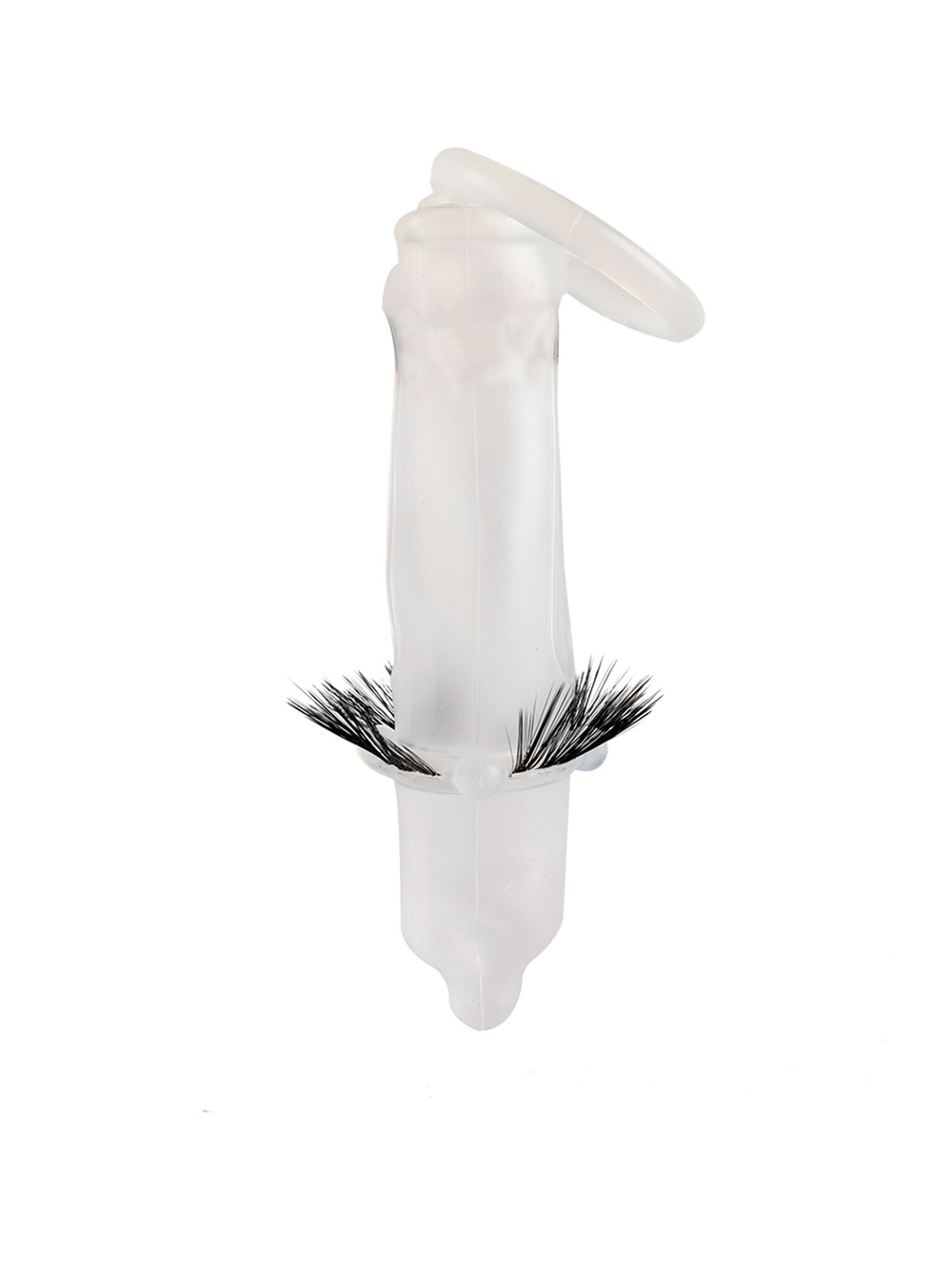 Эластичная насадка на пенис с подхватом мошонки и стимулирующими «ресничками»