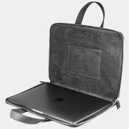 Сумка для MacBook Pro 16 - 17 с карманами из кожи теленка, цвета шоколад
