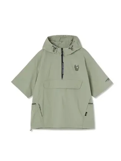 Анорак с капюшоном и короткими рукавами из нейлона