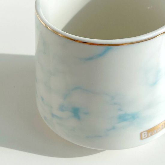 Чайная пара керамическая «Листочек», 320 мл, цвет голубой