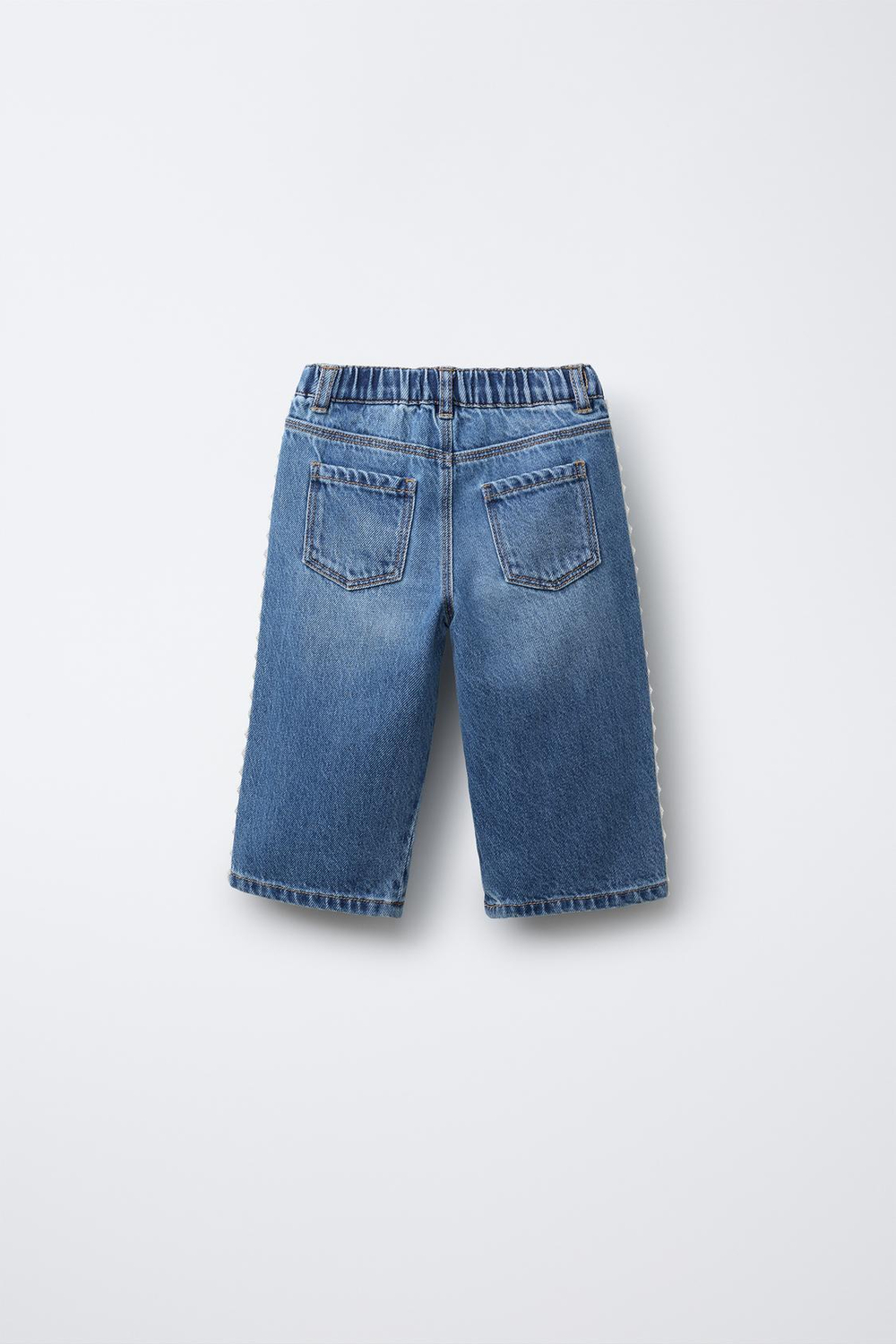 ZARA ДЖИНСЫ-КЮЛОТЫ С КРУЖЕВОМ, СИНИЙ