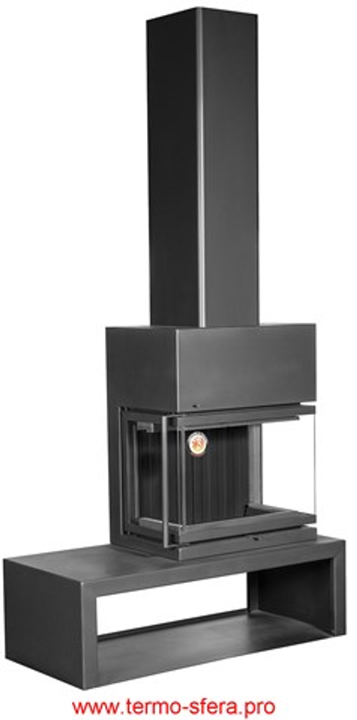 Камин МАДРИД на дровнике Гигант справа черный шамот подовый