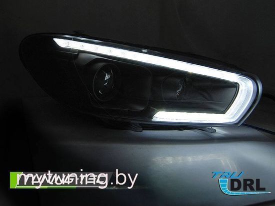 Фары передние TUBE SEQ LED BLACK для VW SCIROCCO