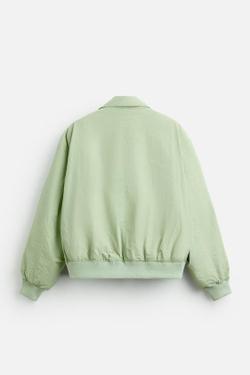 ZARA X NANUSHKA СТЕГАНАЯ КУРТКА-БОМБЕР, ЦВЕТ МОРСКОЙ ВОЛНЫ