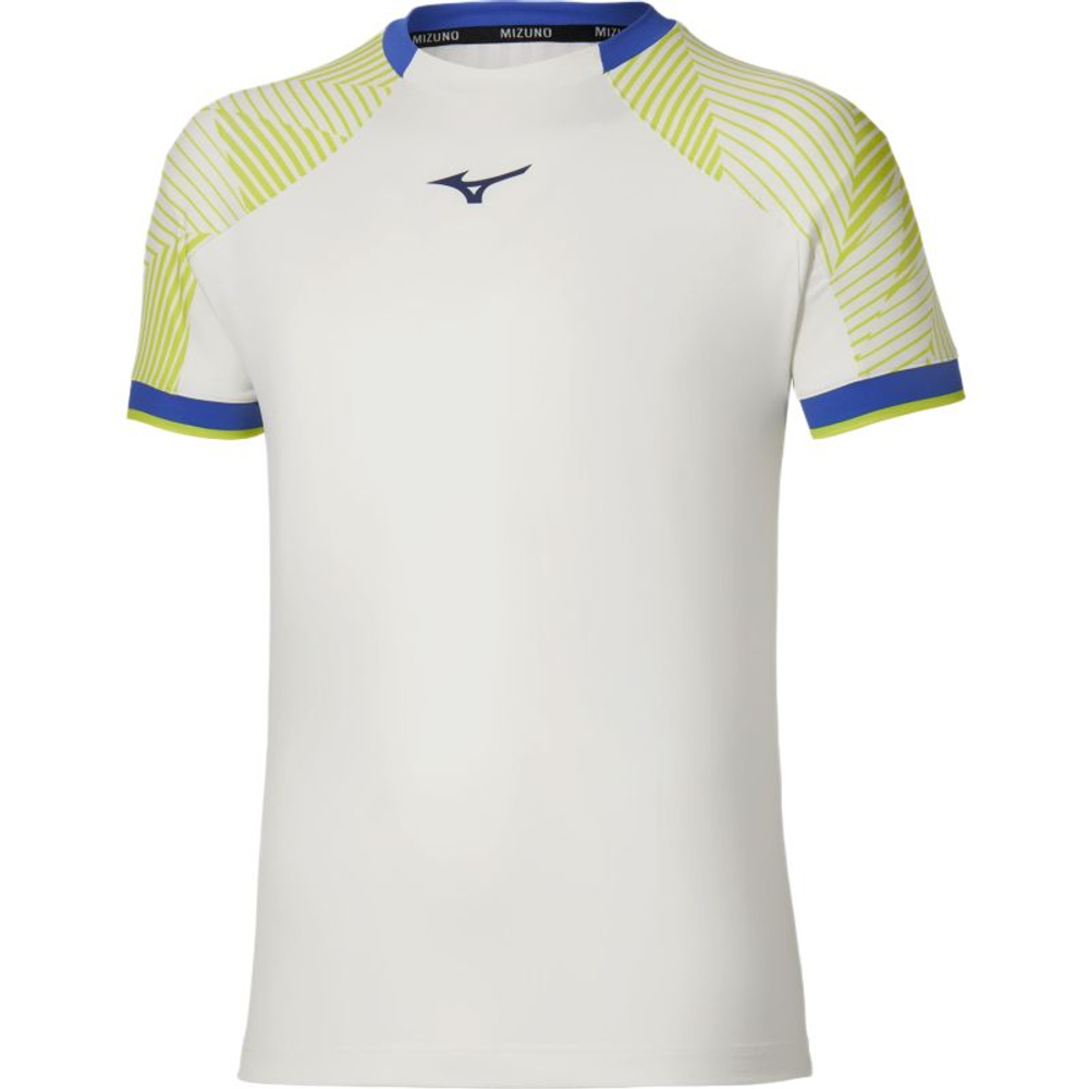 Мужская теннисная футболка Mizuno Stargazer Shadow Short-Sleeve - white/yellow