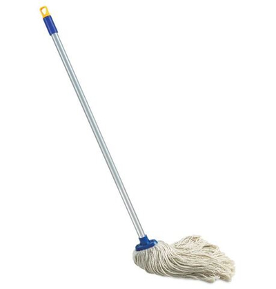 Швабра с веревочной насадкой, черенок 120 см, еврорезьба, 165 г (хлопок), ворс 26 см, LAIMA, 601470