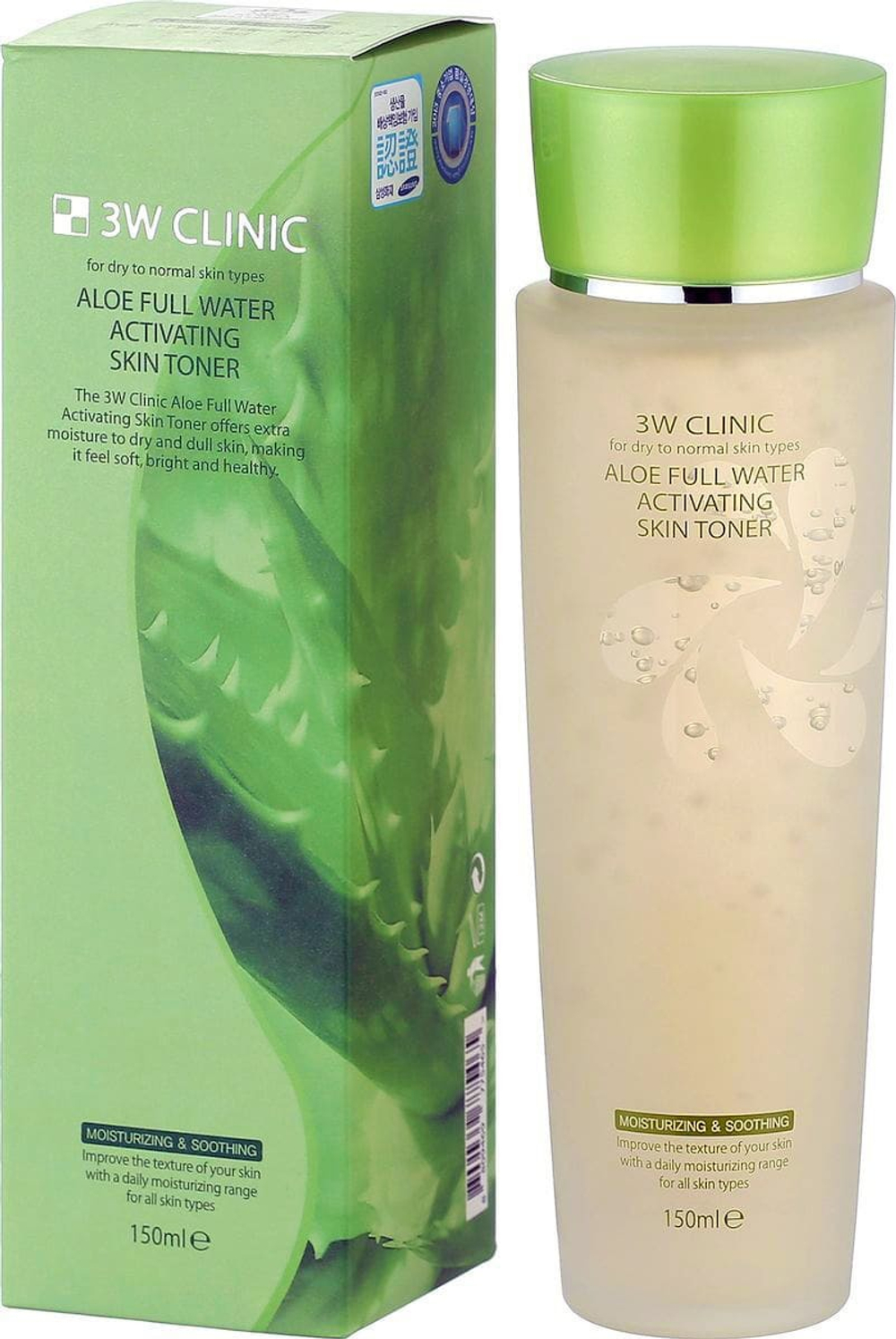 Тонер для лица 3W Clinic Aloe Full Water Activating Skin с экстрактом алоэ вера Toner 150 мл